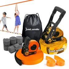 Slackline Kit Slakcline Longer 65ft with Tree Protectors Arm Trainer and Carr...