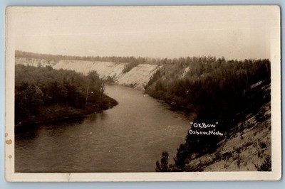 c1910's View Of Oxbow River Oxbow Michigan MI RPPC Photo Antique Postcard