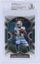 Tua Tagovailoa Miami Dolphins Signed 2020 Panini Select #45 Beckett Rookie Card. rookie card picture