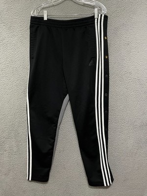 Adidas Mens Pants Snap Off Size Large Basketball Black Gray Adult Polyester