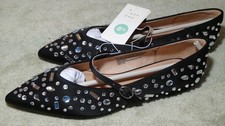 Women's Flats Gabriella Mary Jane Rhinestone A New Day Size 8.5 Jet Black