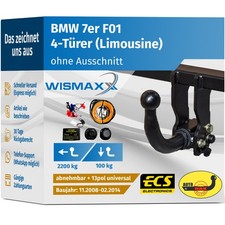 ANHÄNGERKUPPLUNG abnehmbar für BMW 7er F01 08-14 +13polig E-Satz ABE