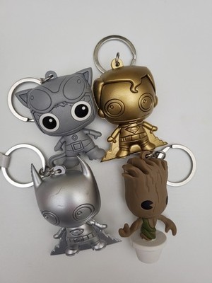DC Figural Keyring Keychain Lot 4 Including Batman Rare Bag Clips 
