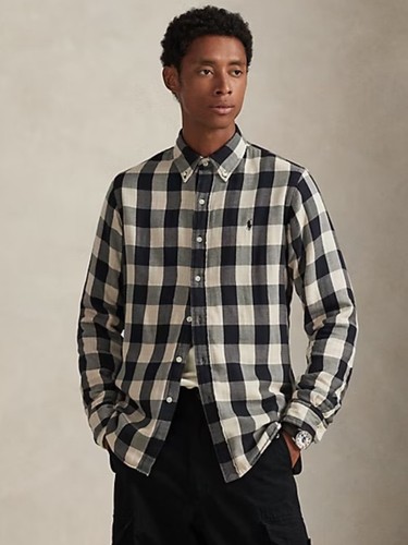 $140 Polo Ralph Lauren Men’s Classic Fit Plaid Double-Faced Shirt Black Medium