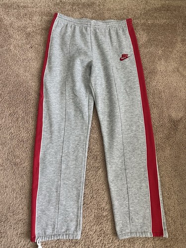 VTG Nike 2 Piece Sweater Pants Gray Red 80s 90s Blue Tag Sz Medium Hood Full Zip - Picture 3 of 8