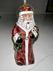 Decorazione natalizia vintage CLOISONNÉ BABBO NATALE Appx 3,5" filo oro smalto rosso
