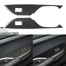 Real Carbon Fiber Rear Window Lift Switch Panel Cover For Cadillac SRX 2010-2016