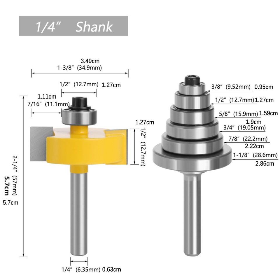 Router Bit Set Wood Cutter Tool With Teflon coating prevent residue ...