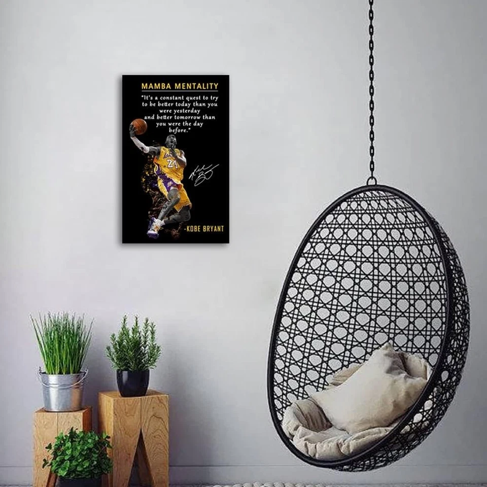 Póster de Kobe Bryant - Cita inspiradora de mentalidad de mamba, arte de pared de baloncesto Foto 4 de 4