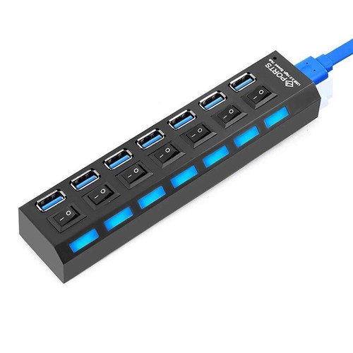 High Speed 7Port LED USB 2.0 Adapter Hub Multi-Port Socket U Disk - Bild 4 von 14