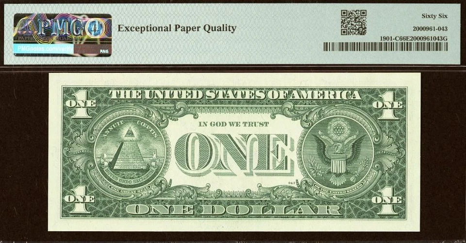 9 Matching Radar Serial Numbers - 1963A, 1999, 1988A $1 FRN PMG 67EPQ 62477426 - Image 3 of 4