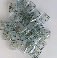 8 x 18mm Blue Grey Flecked Square Plastic Buttons - FC70r