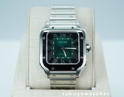 Cartier SANTOS DE CARTIER MEDIUM WSSA0061 GRADUATED GREEN DIAL FULL SET