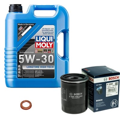 BOSCH Ölfilter 5L Liqui Moly Longtime High Tech 5W-30 für Nissan Note 1.4 Micra