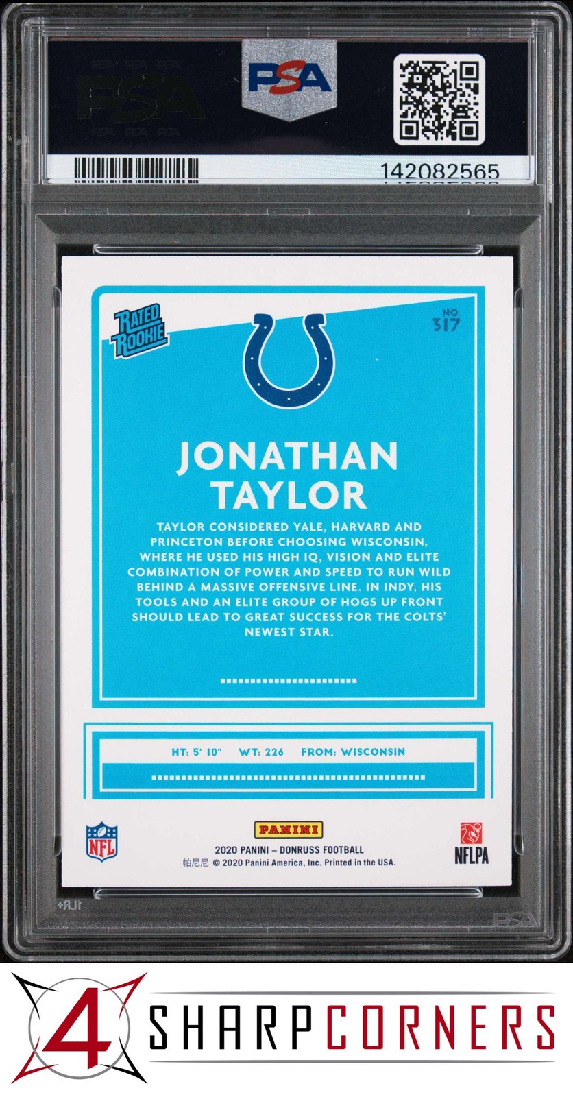 2020 PANINI DONRUSS #317 JONATHAN TAYLOR RC RATED ROOKIE PSA 10 view 2