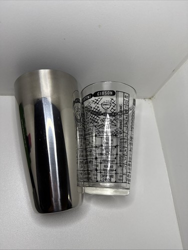 Cocktail Shaker 14oz 2pcs Stainless Steel & Glass with Recipes - Picture 2 of 3