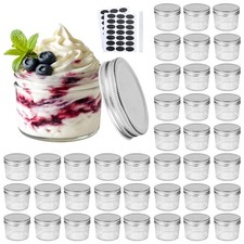 4oz Glass Mason Jars with Silver Lids, Set of 40