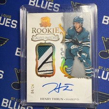 2023-24 UD The Cup Henry Thrun Rookie Auto Patch GOLD SSP 04/24 RC SHARKS