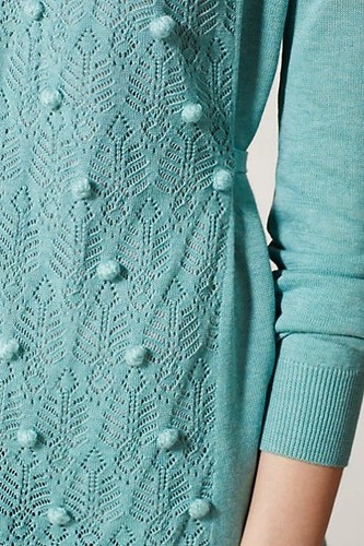 Knitted & Knotted Sweater M Silk  Bobble Femme Knit Pom Pom Cardigan Grey Lace - Afbeelding 6 van 8