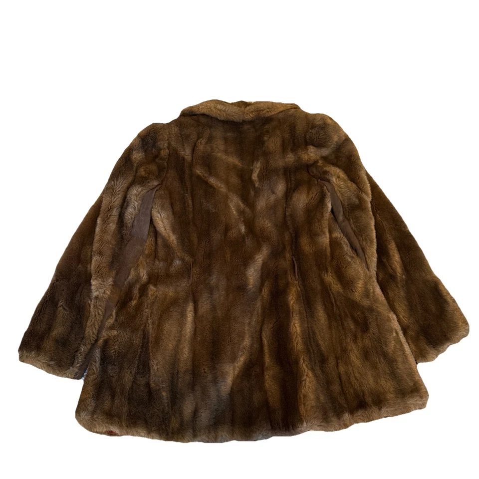 Abrigo de piel sintética Tissavel para mujer marrón acrílico algodón manga larga cuello vintage Foto 2 de 4