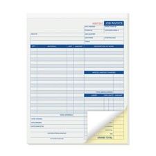 Job Invoice Book/Forms, 8.5X11 Inch, 50 Sets, 2 Part Carbonless