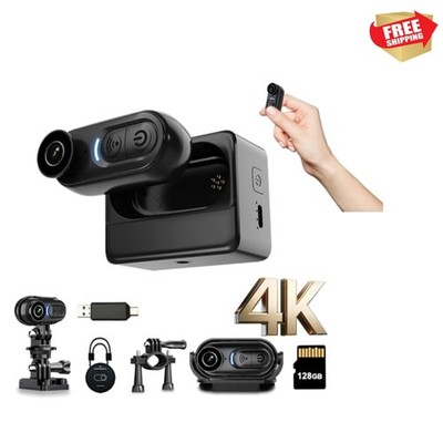 4K Mini Body Camera 128GB, Thumb Size Action Body Cam, Wearable Sports Camera...