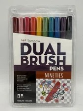 Tombow Dual Brush Pens 10/Pk - Nineties, (56234) Brush And Fine Tip