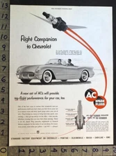 1954 CHEVROLET CORVETTE SPORT CONVERTIBLE AC SPARK PLUG AUTO MOTOR CAR AD 35730