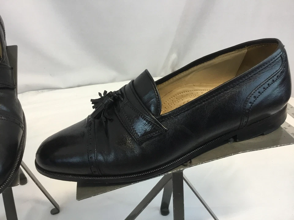 Zapatos Mocasines Pierre Cardin Espace Talla 9.5 Hombres Borlas Negras Italia Usados en Excelente Condición YGI H9S-30 Foto 3 de 4