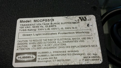 used HUBBELL PREMISE MCCPSS19 10 PORT POWER SUPPLY RACK MOUNTABLE 33OU - Photo 4/4