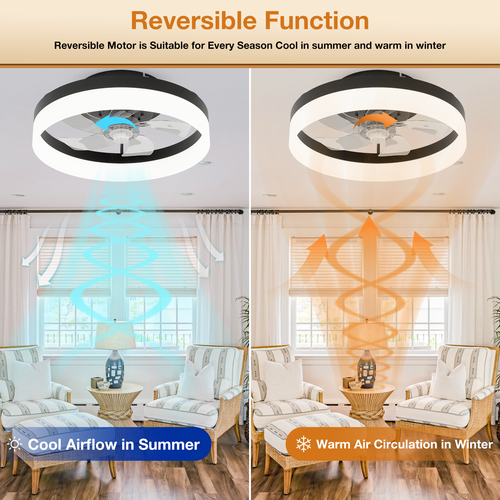 20inch Modern Ceiling Fans With LED Lights and Remote App Controls - Picture 6 of 8