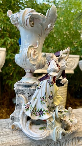 ANTICO VASO FIGURATIVO PORCELLANA RICHARD ECKERT CO FIORI PRIMAVERA CENTROTAVOLA - Foto 19 di 24