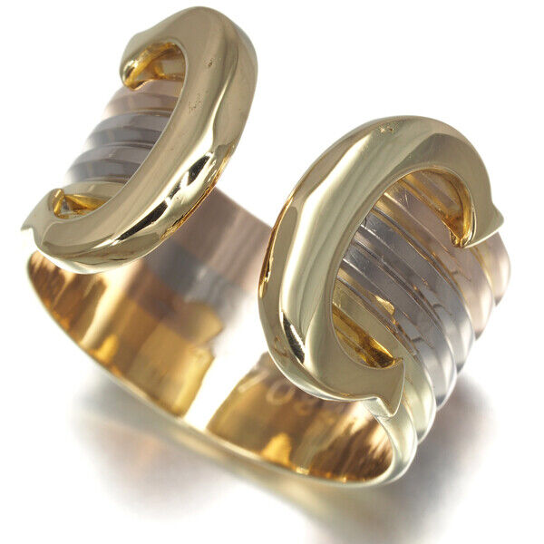 Auth Cartier Ring 2C Double C C2 3color LM EU53 18K 750 Auth Cartier Ring 2C Double C C2 3color LM EU53 18K 750