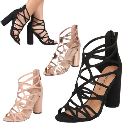 New Strappy Cage Cut-Out Gladiator Sandal Shoe Chunky