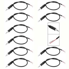 10 Pcs 3.5mm Male Plug Bare Wire TRS 3 Pole Stereo 1/8" Jack Audio Cable 0.30m
