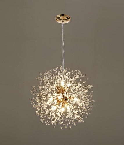 Nordic Dandelion Flower Gold Chrome Crystal Chandelier Pendant Light Lamp Bulbs - Picture 14 of 16