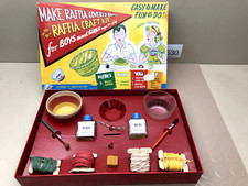 Vintage Hobby-Craft Kit Make Raffia Covered Bowls Boy Girls