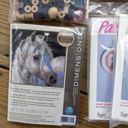 Vintage NOS Stitchery Bundle 7 Kits 2-Needlepoint 4-Cross Stitch 1-Spool Doll - Picture 9 of 11
