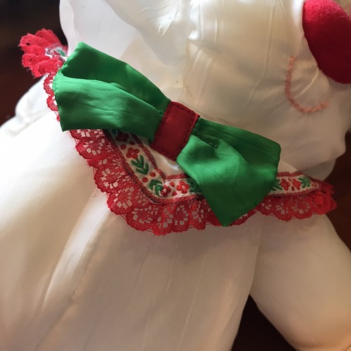 Vtg Fisher Price 1987 Puffalump Plush Christmas Mouse 8036 FP White Candy Cane - Picture 3 of 12