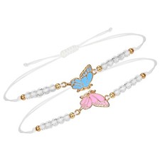 BFF Friendship Bracelets for 2, BFF Bracelet Adjustable Butterfly Matching Ha...