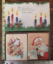 VINTAGE 1940's Old Unused BOX 0f CHRISTMAS CARDS  21 cards w/Envs USA *PERFECT*