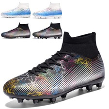Men's High-Tops Soccer Shoes Non-Slip Spikes Outdoor AG/FG Football Cleats