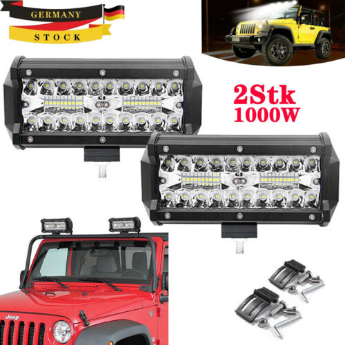 2x1000W LED Arbeitsscheinwerfer Offroad Scheinwerfer 12V 24V für Jeep SUV Bagger - Afbeelding 1 van 11