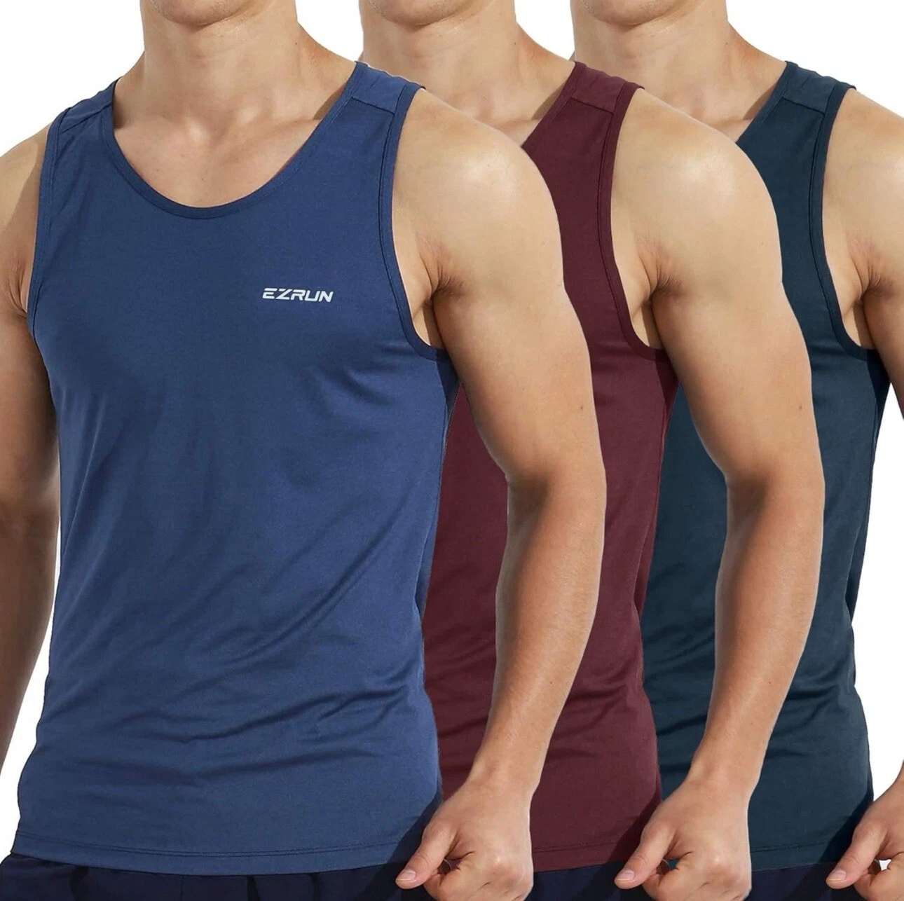 EZRUN Men's Tank Tops Quick Dry Workout Shirts Sleeveless Shirts Size L