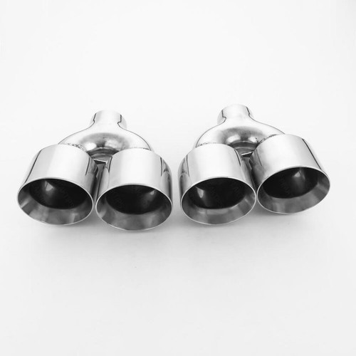 Pair Quad 3.5" Out 2.25" In Exhaust Tips 304 Stainless Steel Staggered - Foto 11