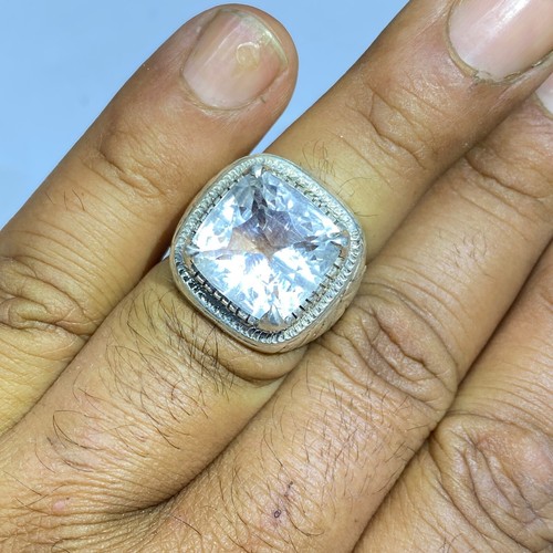 nice Men's Dur Najaf Crystal Ring - 925 Sterling Silver Square Statement Jewelry - Picture 5 of 11