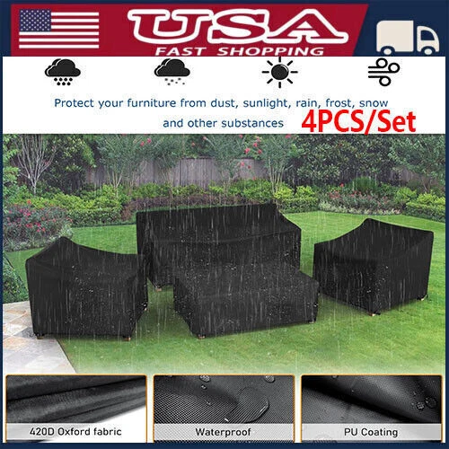 Комплект из 4 сверхпрочных водонепроницаемых чехлов для садовой мебели для патио ротангового стола дивана. - Изображение 4 из 4