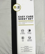 New R R Gray Easy-Care Full Sheet 4 Pc. Set- 1 Flat/1 Fitted Sheet/2 Pillowcase