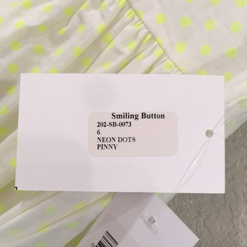 NEW Smiling Buttons Girls Sz 6Y Neon Dots Pinny Dress 100% Cotton - Picture 5 of 10