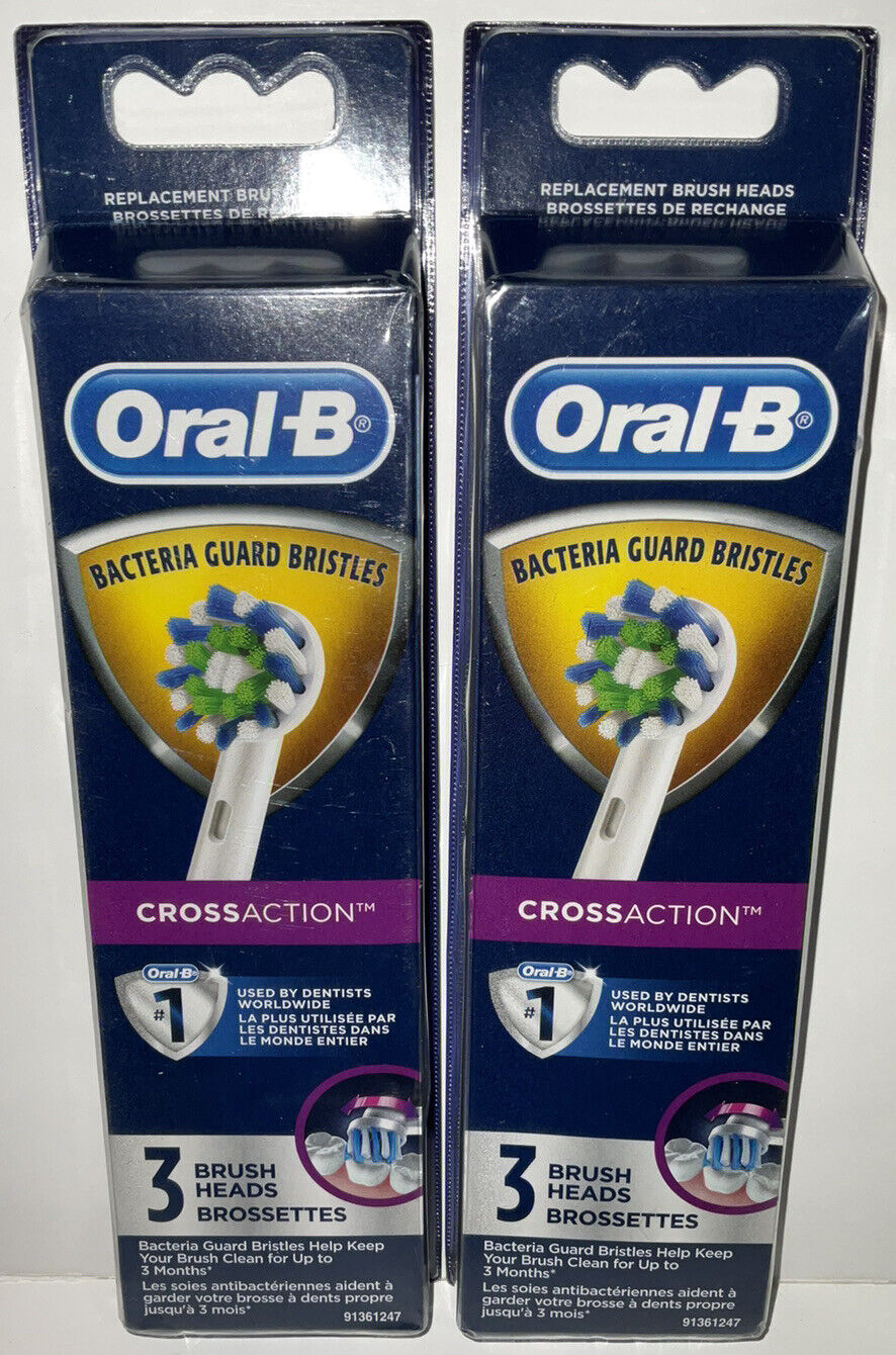 *Lot Of 2* Oral-B CrossAction Toothbrush Heads - 3 Heads Each Pack 6 Heads Total